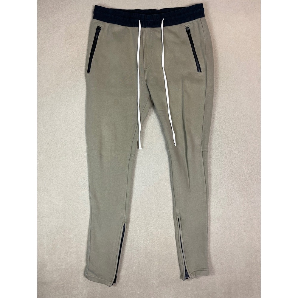 Fear of God Essentials Sweatpants Mens M Tapered Jogger Khaki Ankle Zip EUC